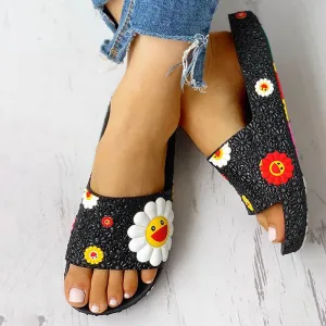 Relay Flip Flops Women Summer Slippers Cute flower Flat Flip Flops Ladies Soft Slides Shoes Female Print Floral Bling Beach Casual Sandals