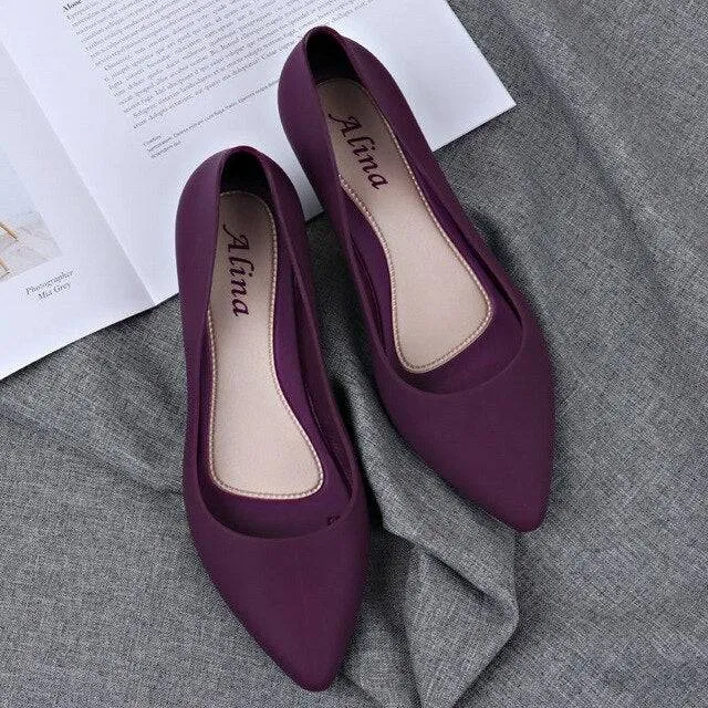 Pointed Wedges  women shoes  spring autumn shoes women Elegant Shallow Work Low heel Slip-On 4e Steel Toe Work Boots