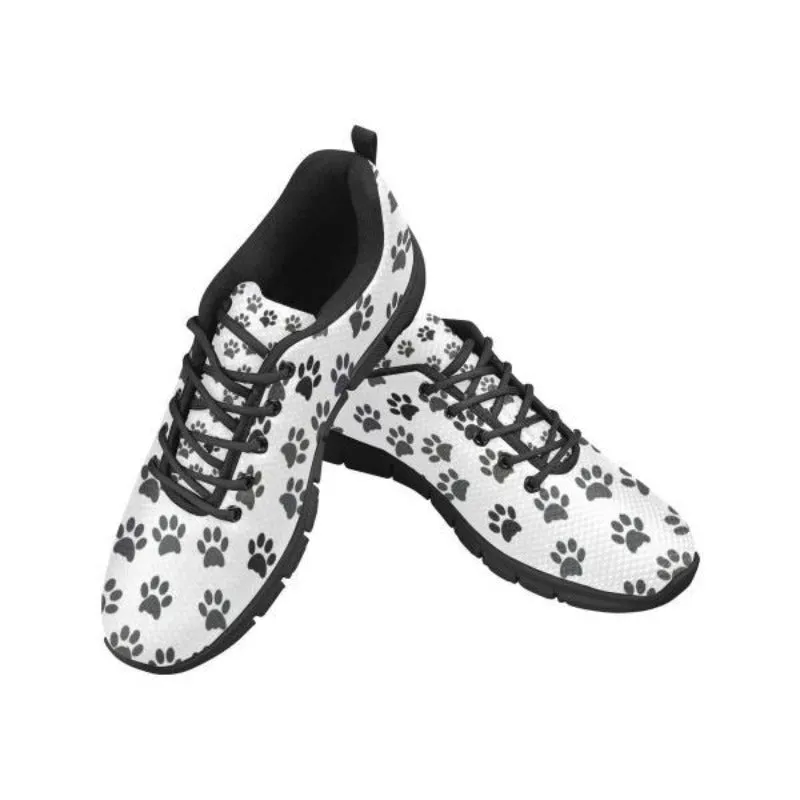 Paw Print Women Sneakers Breathable Lightweight Cat Walking Shoes Black Sole Street Wear Sneakers