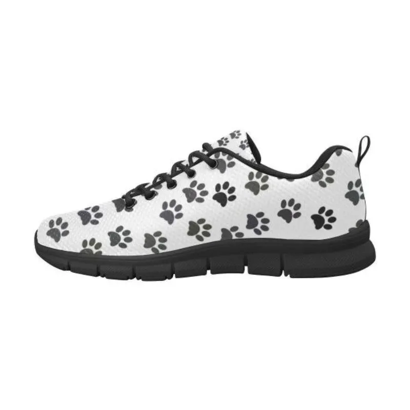 Paw Print Women Sneakers Breathable Lightweight Cat Walking Shoes Black Sole Leather Nursing Sneakers