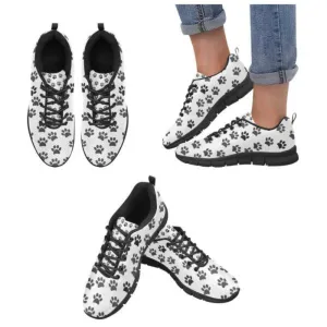 Sneakers Hiking Paw Print Women Sneakers Breathable Lightweight Cat Walking Shoes Black Sole