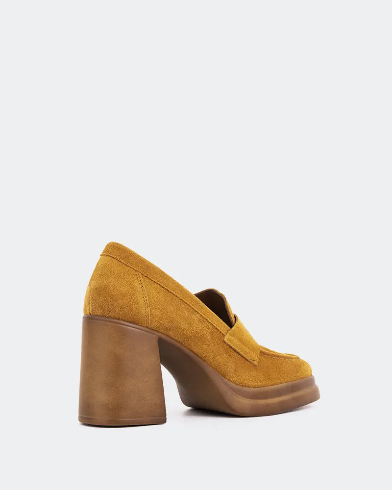 Mantova Cognac Suede Tan Heeled Loafers