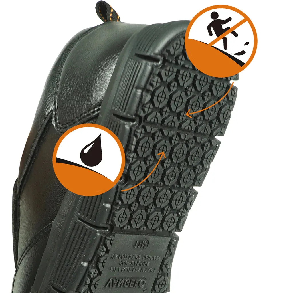 VANGELO Men Slip Resistant Shoe NICK-3 Black Union Made Work Boots