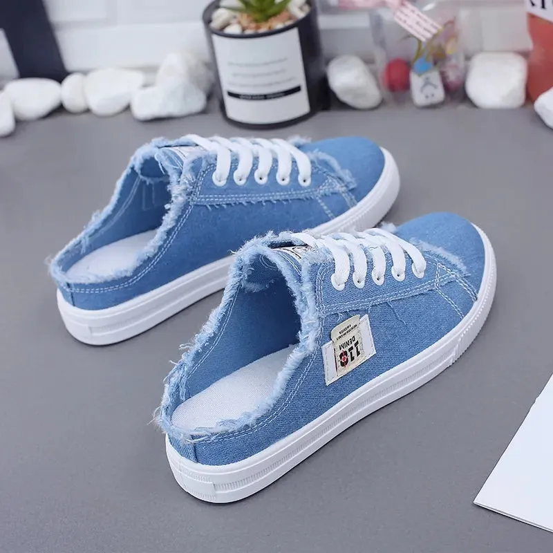 Women Canvas Shoes flat sneakers women casual shoes low upper lace up white shoes Silver High Top Sneakers