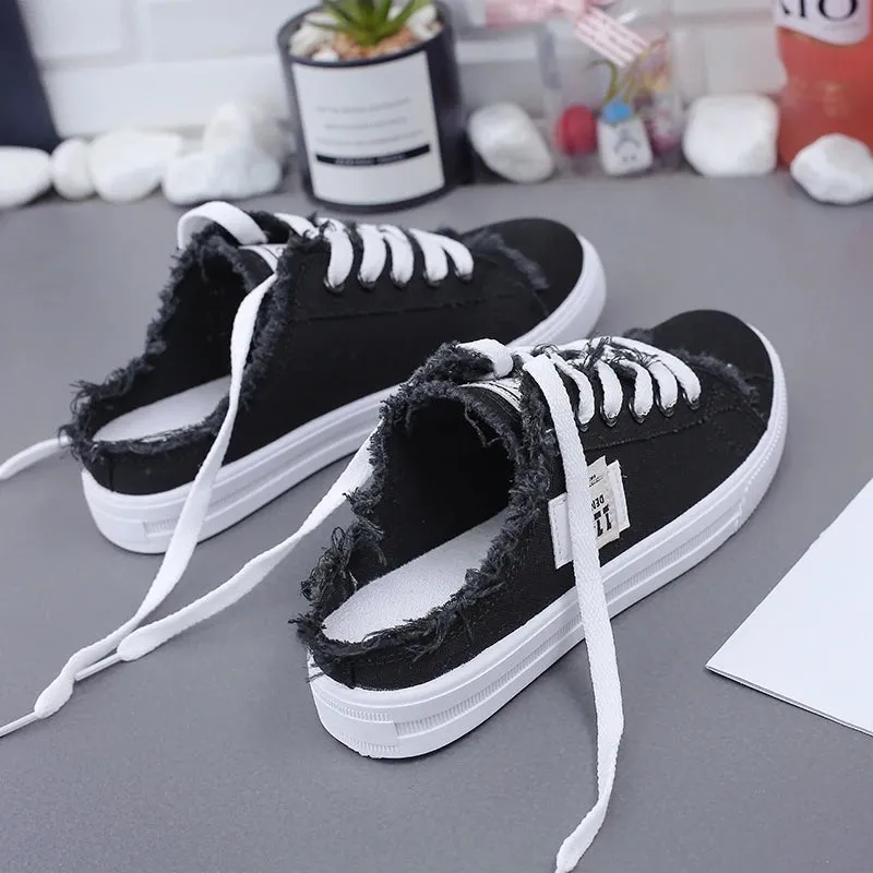 Corduroy Sneakers Women Canvas Shoes flat sneakers women casual shoes low upper lace up white shoes