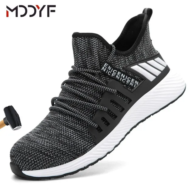 Breathable wrok shoes Men Safety Shoes lightweight Boots Steel Toe Cap Men Boots Indestructible Shoes Puncture-Proof Work Sneake 5e Wide Work Boots