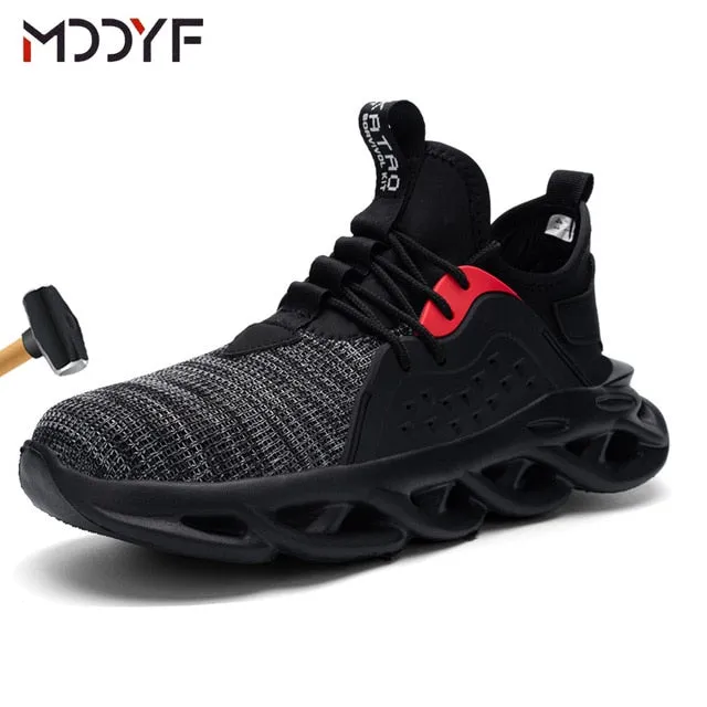 Breathable wrok shoes Men Safety Shoes lightweight Boots Steel Toe Cap Men Boots Indestructible Shoes Puncture-Proof Work Sneake Work Boots Texas
