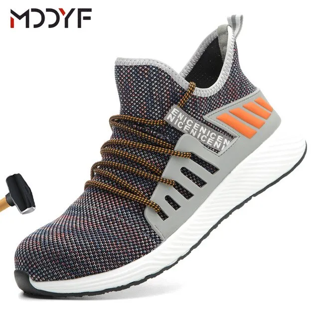 Breathable wrok shoes Men Safety Shoes lightweight Boots Steel Toe Cap Men Boots Indestructible Shoes Puncture-Proof Work Sneake Comfortable Work Boots For Big Guys