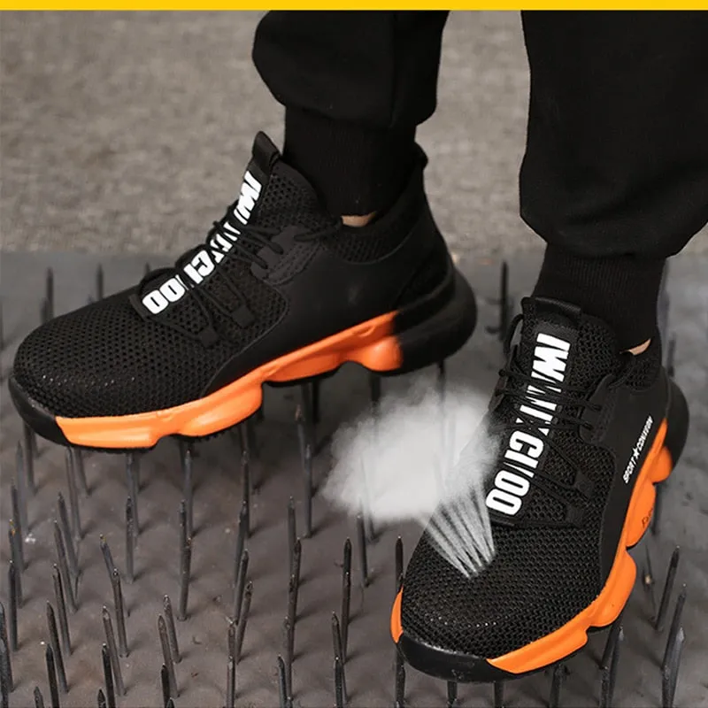 Breathable wrok shoes Men Safety Shoes lightweight Boots Steel Toe Cap Men Boots Indestructible Shoes Puncture-Proof Work Sneake Best Waterproof Soft Toe Work Boots