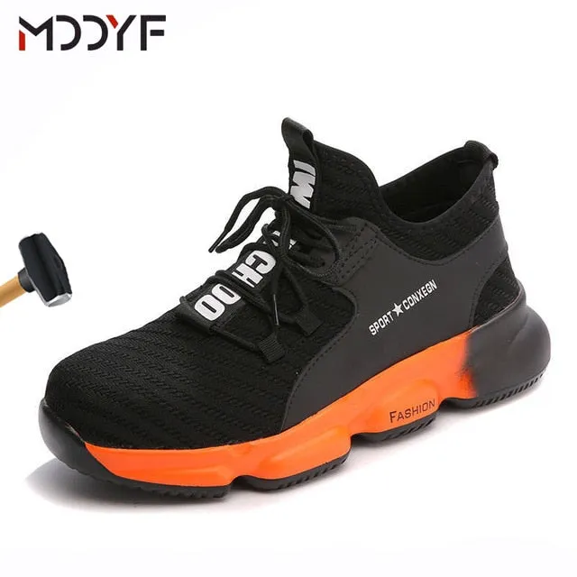 Breathable wrok shoes Men Safety Shoes lightweight Boots Steel Toe Cap Men Boots Indestructible Shoes Puncture-Proof Work Sneake Coastal Farm Work Boots