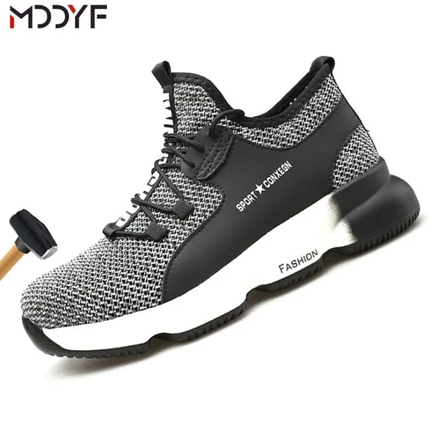 Breathable wrok shoes Men Safety Shoes lightweight Boots Steel Toe Cap Men Boots Indestructible Shoes Puncture-Proof Work Sneake Composite Toe Rubber Work Boots