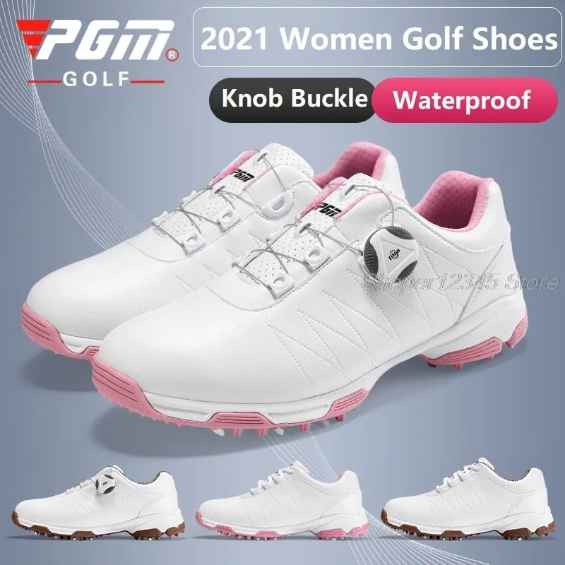 Pgm Women Golf Ball Waterproof Shoes Women Lightweight Sports Shoes Ladies Non-Slip Spikes Tennis Baseball Sneakers Breathable Skechers Platform Sneakers