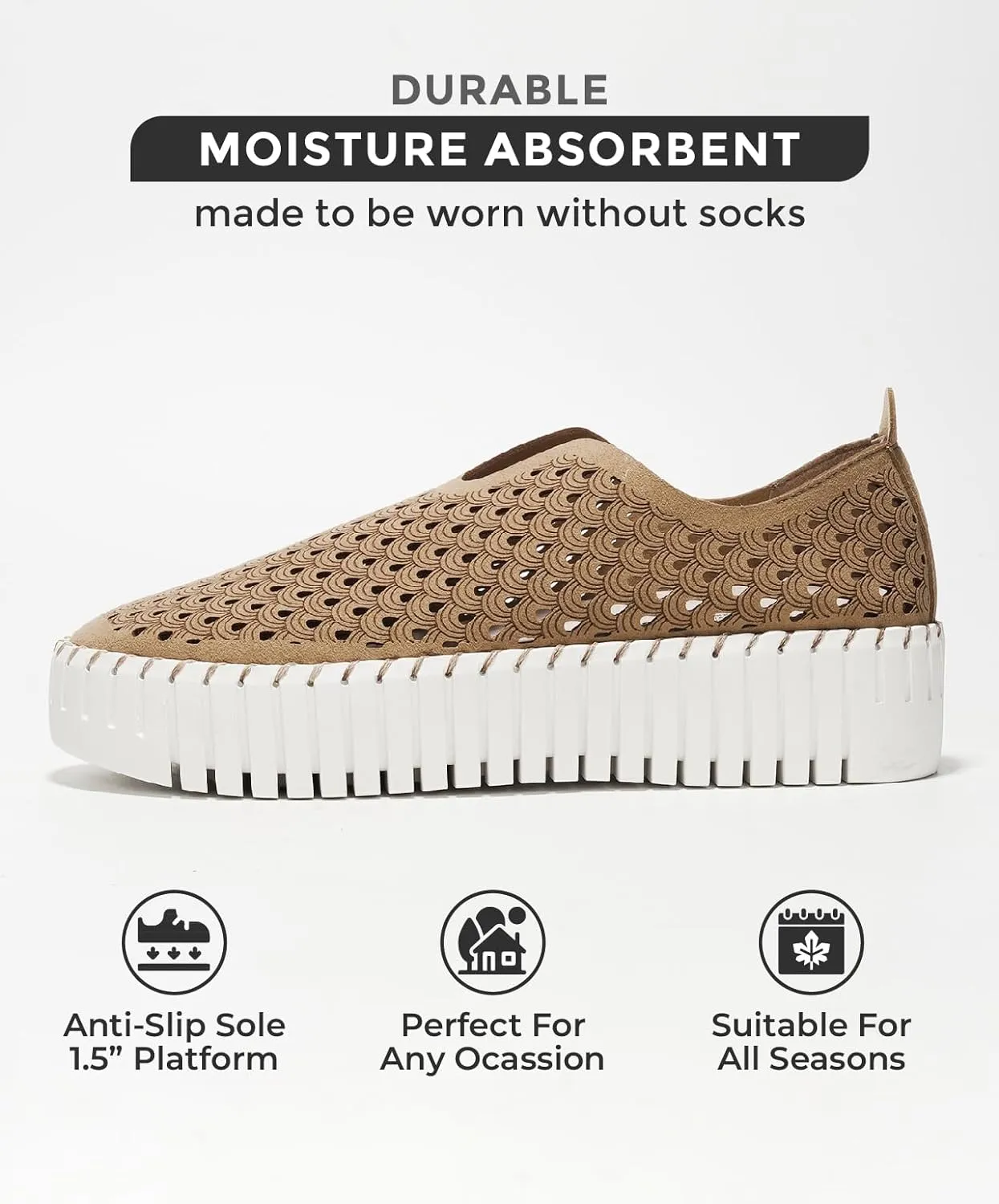 Platform Sneakers for Women - Lightweight Shoes for Women - Slip-On Womens Shoes, Non Slip Work Shoes Women, Leather Insole Walking Shoes Women Footwear (Daffodil) Best Moc Toe Wedge Work Boots
