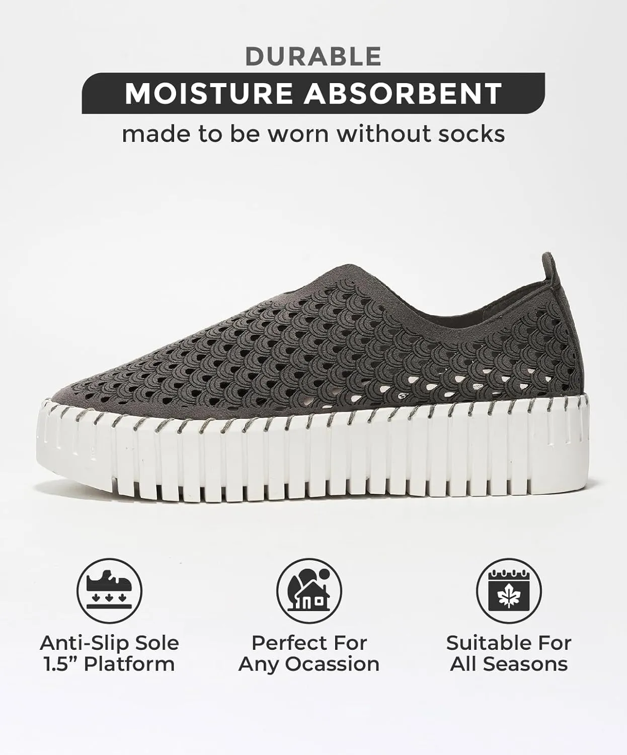 Platform Sneakers for Women - Lightweight Shoes for Women - Slip-On Womens Shoes, Non Slip Work Shoes Women, Leather Insole Walking Shoes Women Footwear (Daffodil) Work Boots Reviews Consumer Reports