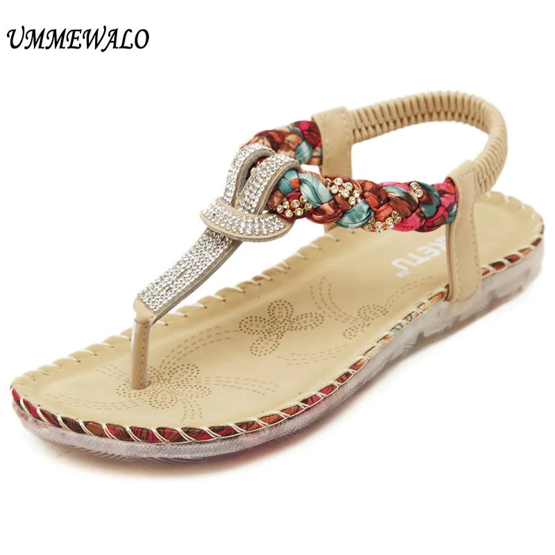 Japan Flip Flops UMMEWALO Summer Sandals Women T-strap Flip Flops Thong Sandals Designer Elastic Band Ladies Gladiator Sandal Shoes Zapatos Mujer