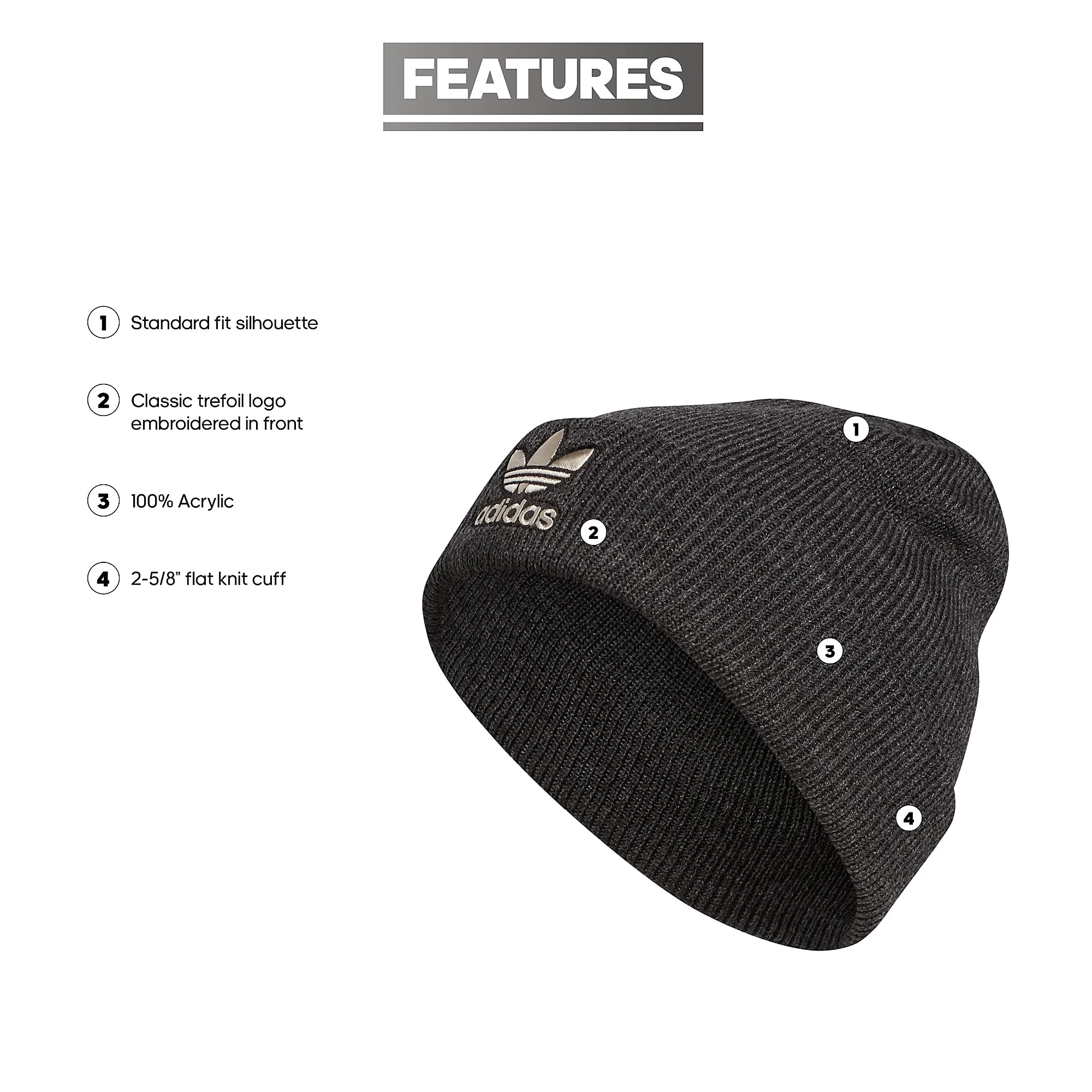 adidas Originals Unisex Originals Trefoil Beanie, Black/Alumina Beige, One Size New Balances Grey 550