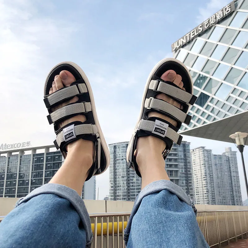 Low Block Heel Sandals Men Beach Shoes Summer Sandals Men's Beach Non-Slip Sports