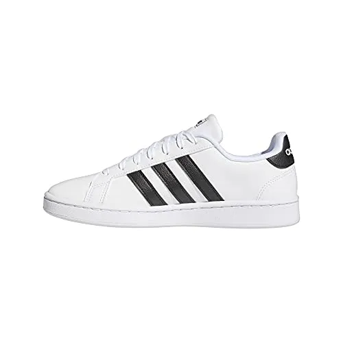 Led Adidas Shoes Adidas Girls Grand Court Core Black/FTWR White Leather Tennis Shoes-6 UK (F36483)