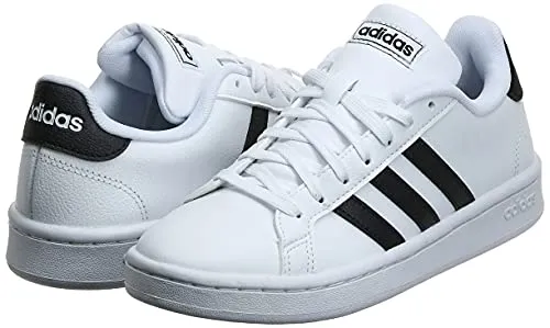 Adidas Soccer World Cup Shoes Adidas Girls Grand Court Core Black/FTWR White Leather Tennis Shoes-6 UK (F36483)