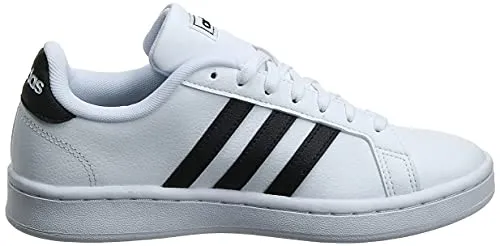 Adidas Roma Shoe Adidas Girls Grand Court Core Black/FTWR White Leather Tennis Shoes-6 UK (F36483)