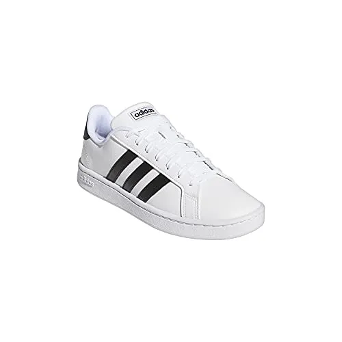 Adidas Shoes Dress Adidas Girls Grand Court Core Black/FTWR White Leather Tennis Shoes-6 UK (F36483)