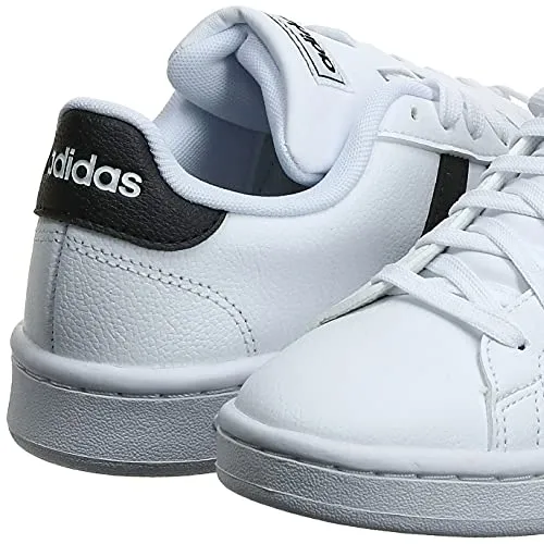 Monsters Inc Adidas Shoes Adidas Girls Grand Court Core Black/FTWR White Leather Tennis Shoes-6 UK (F36483)