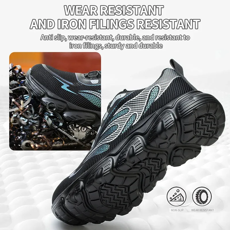 Best Eh Rated Work Boots Reflective Safety Shoes Men Fashion Protective Sneakers Steel Toe Shoes Rotating Button Work Boots Men Puncture-Proof Male Shoes