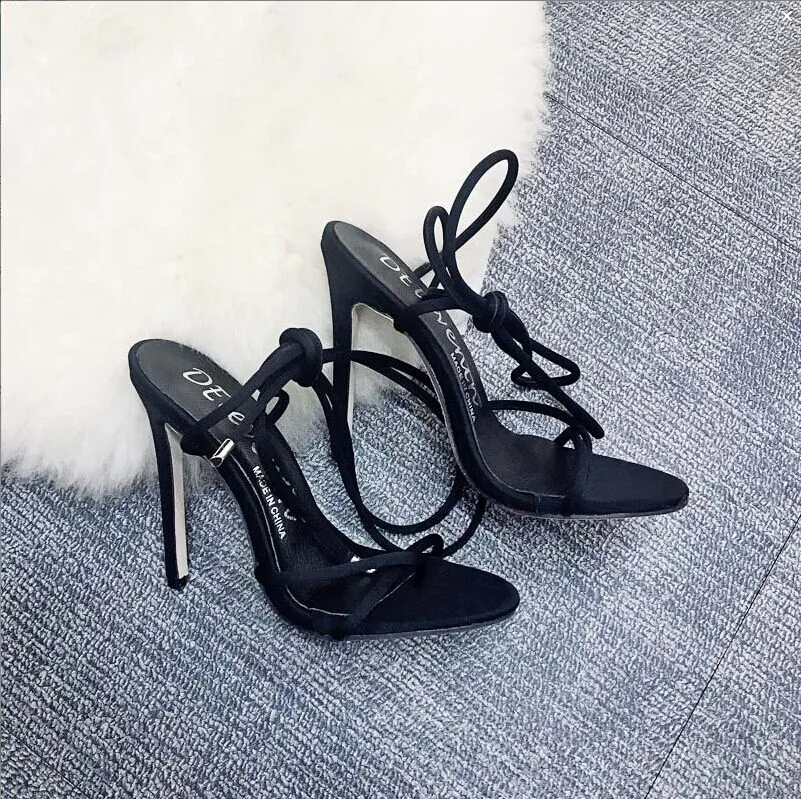 Thin Heels Women Ankle Cross Strap Sandals Prison Sandals