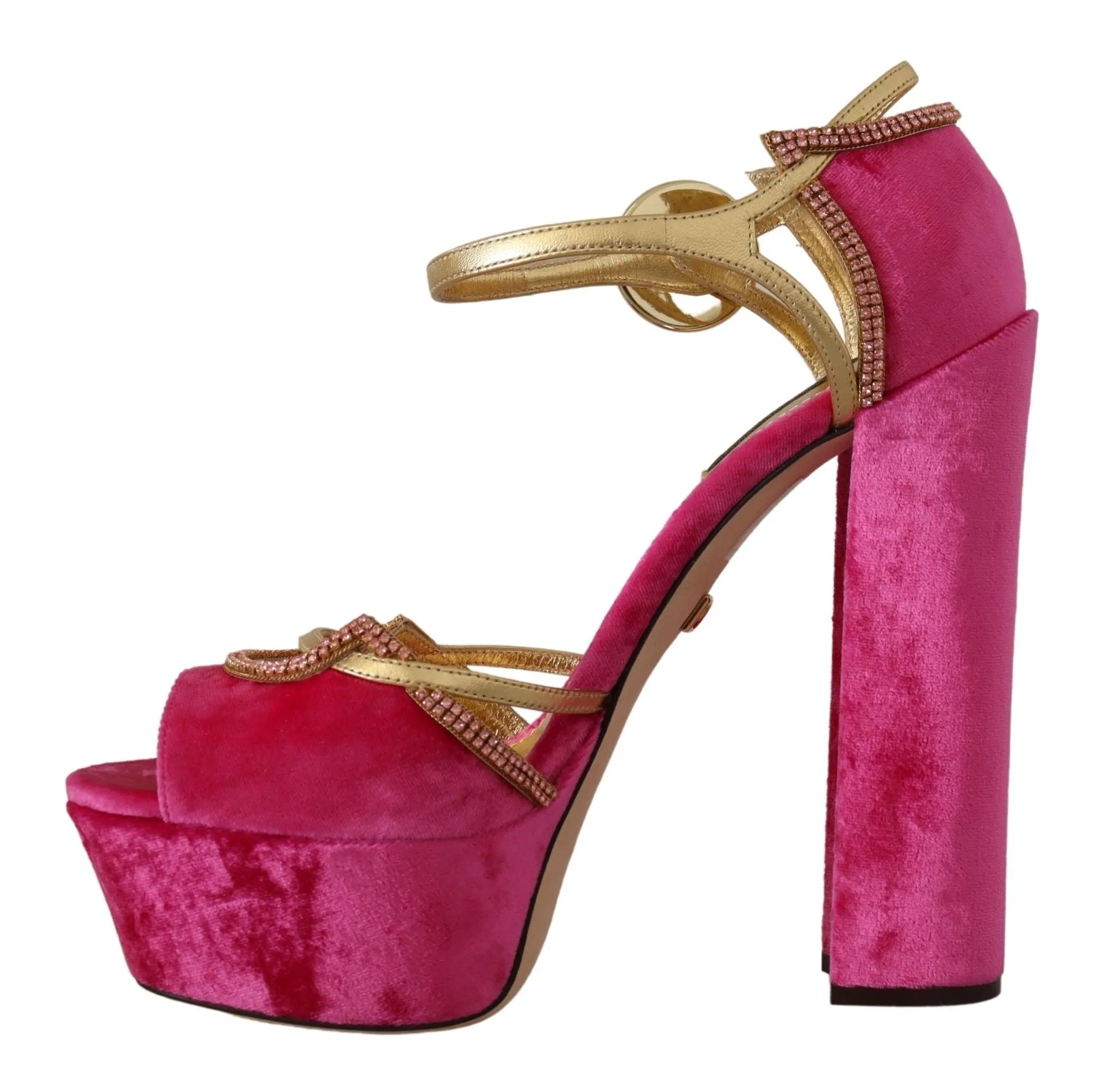 Sandals Resort Nassau Bahamas Dolce & Gabbana Pink Velvet Crystal Ankle Strap Sandals Shoes