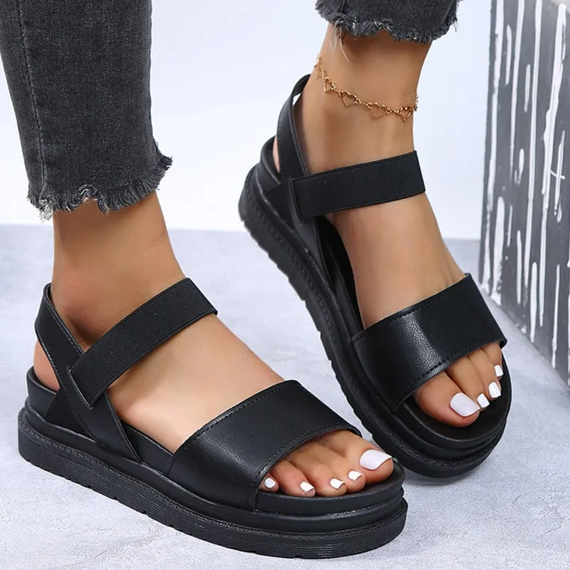 Purpdrank - Women Sandals Summer Casual Shoes For Women Flat Heels Sandalias Mujer Elegant Woman Heeled Shoes Platform Sandals Female 2023 Little Heel Sandals