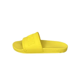 Narrow Sandals MCM Mens Yellow Big Logo Rubber Slides