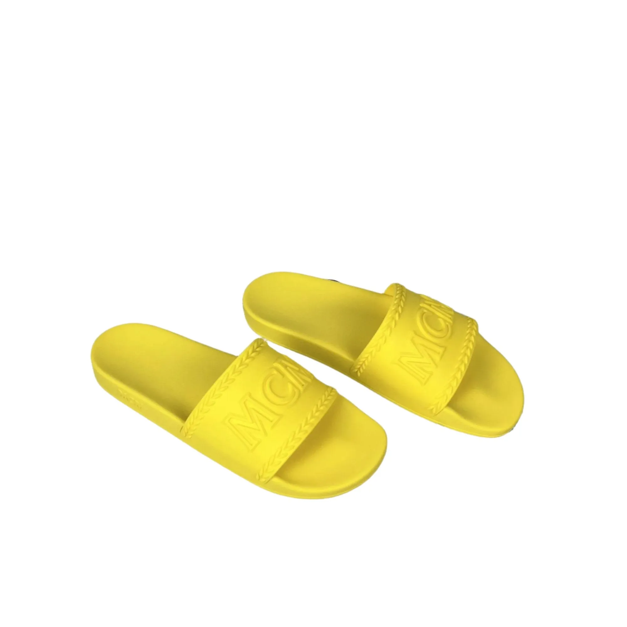 La Toc Spa MCM Mens Yellow Big Logo Rubber Slides