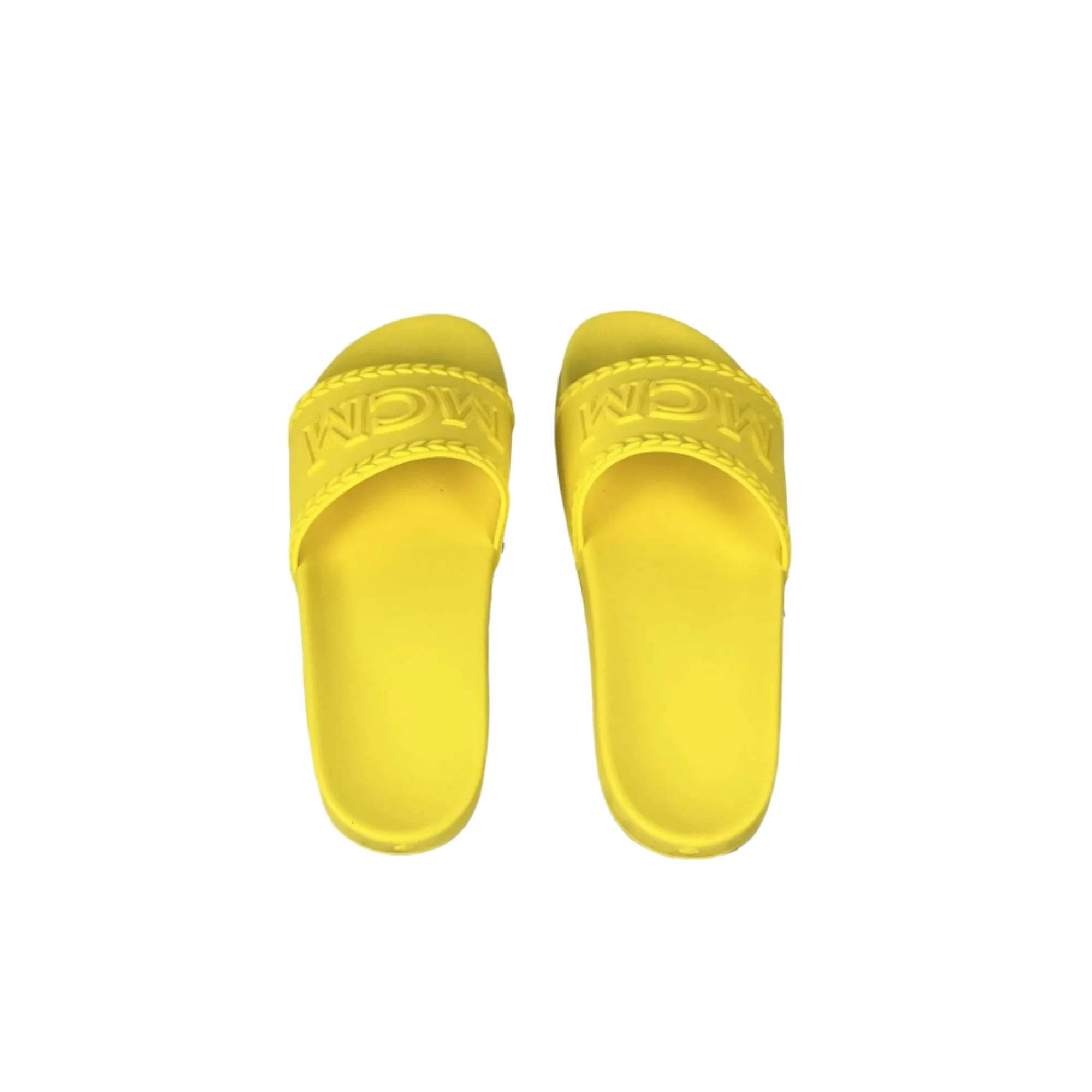 Marni Fussbett Sandals MCM Mens Yellow Big Logo Rubber Slides