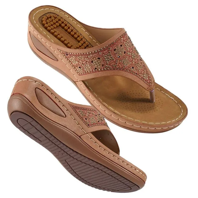 Dollar Flip Flops 2025 HARENC Womens Sandals Flip Flops for Women with Arch Support Cushion Summer Casual Rhinestone Wedge sandal Shoes Massage Function