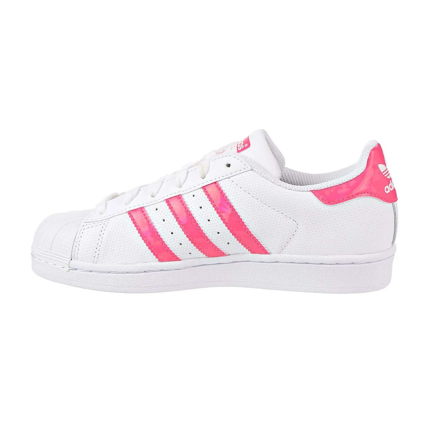 Adidas Superstar J Big Kids' Running Shoes Ft White/ReaPnk/FtWhite Adidas Shoes Martial Arts