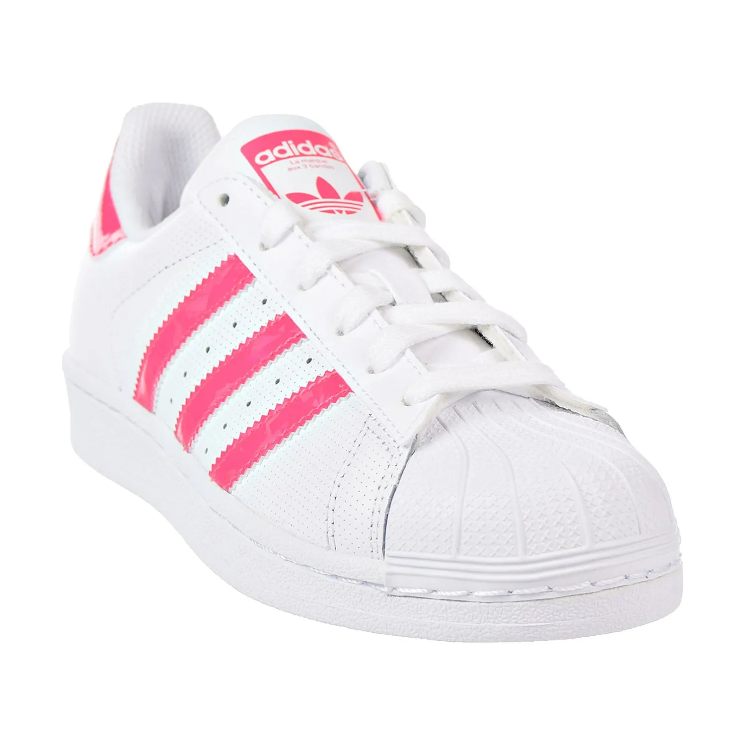 Slip On Shoes Adidas Adidas Superstar J Big Kids' Running Shoes Ft White/ReaPnk/FtWhite