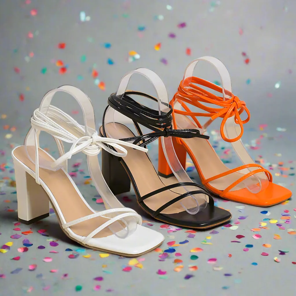 Mountain Sandals Leather Lace Up High Heels