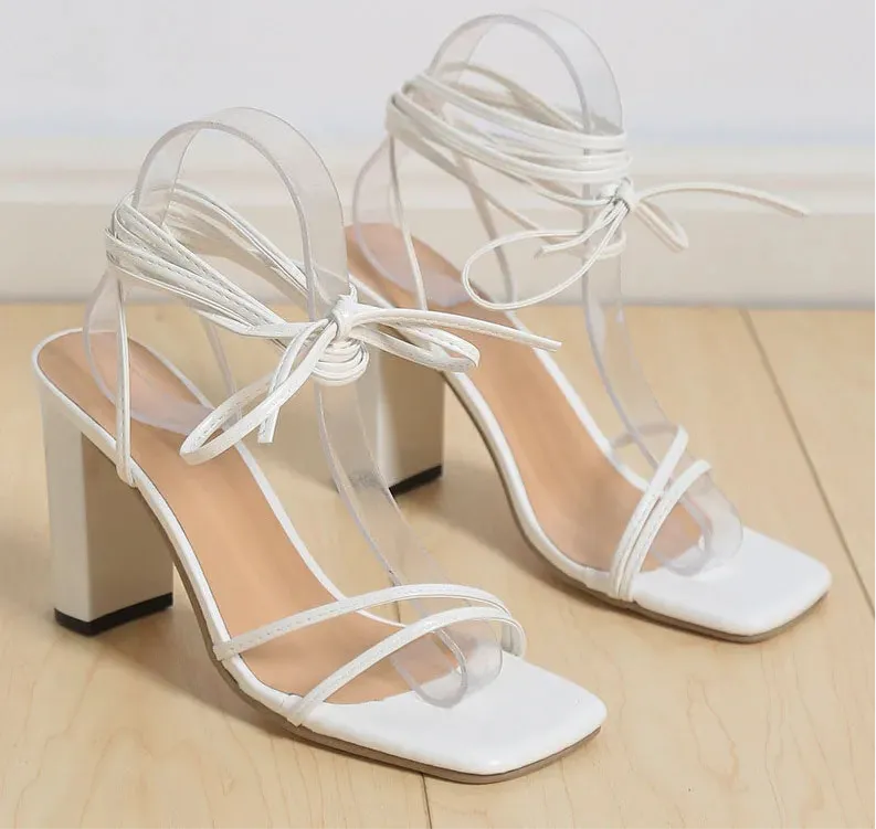 Olukai Sandals Clearance Leather Lace Up High Heels