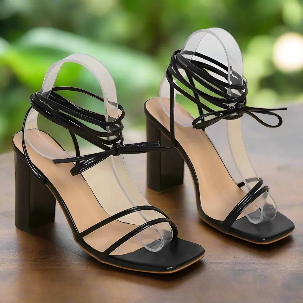 Sandals With Covered Toes Leather Lace Up High Heels