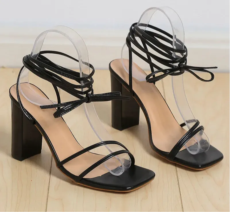Chloe Sandals Leather Lace Up High Heels