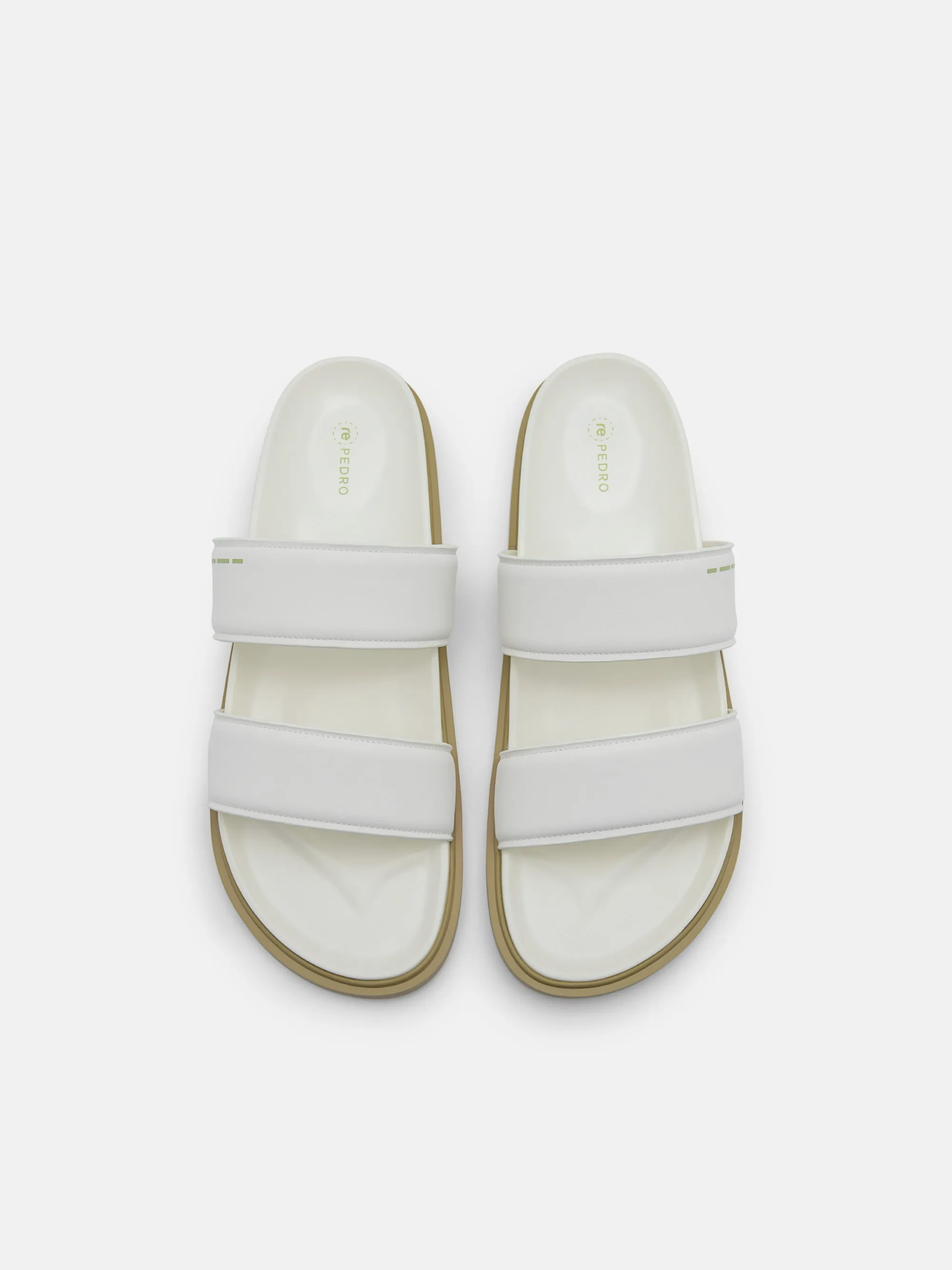 Strappy Sandals With Low Heel rePEDRO Recycled Leather Slide Sandals