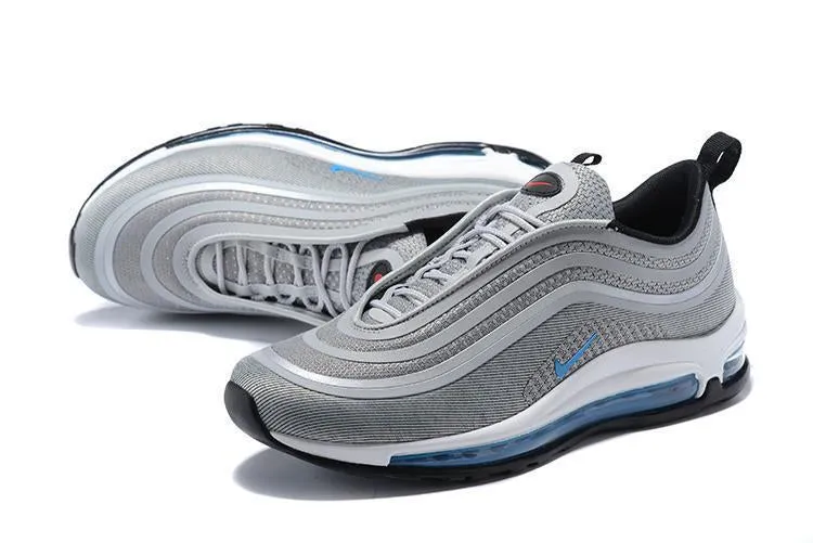 Nike Air Max 97 Ultra 17 Silve Grey Blue White Men Shoes !!! CYBER MONDAY SALE !!! Asics Tennis Shoes Gel Resolution 8