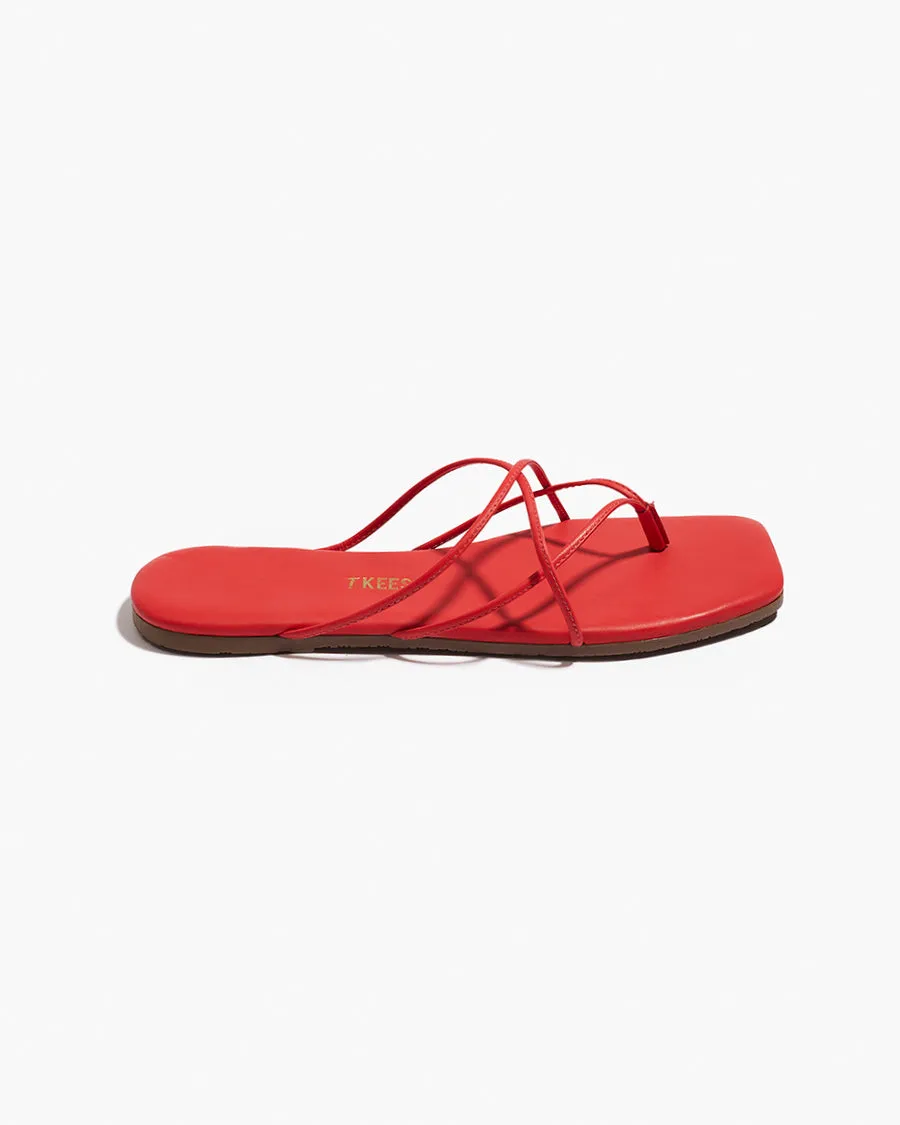 Square Toe Elle - Red Custom Flip Flops With Logo