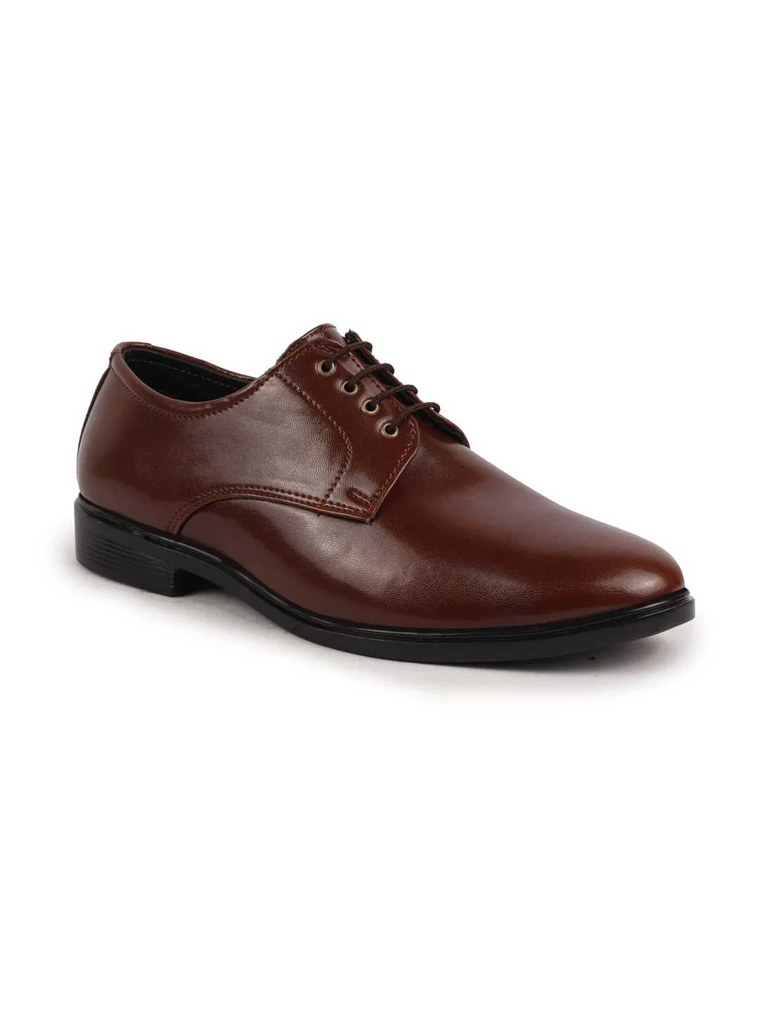 Work Boots. Men Brown Formal Dress Lace Up Derby Shoes With Cushioned Footbed For Office|Work