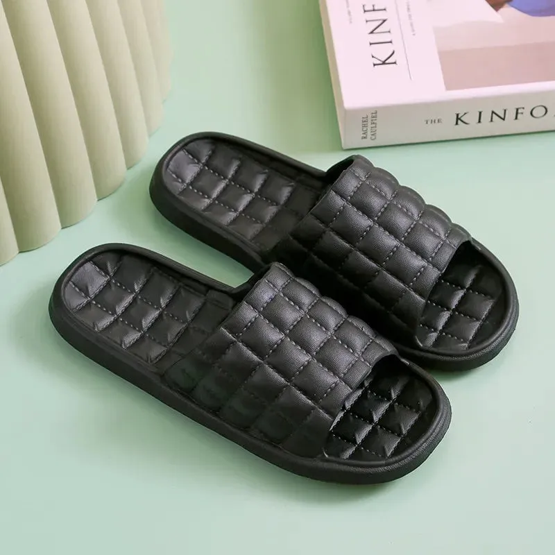 Women Indoor Home Slippers Summer Soft Comfortable Flip Flops Bath Slippers Couple Family Flat Shoes Hotel Sandals Baabushka Slippers