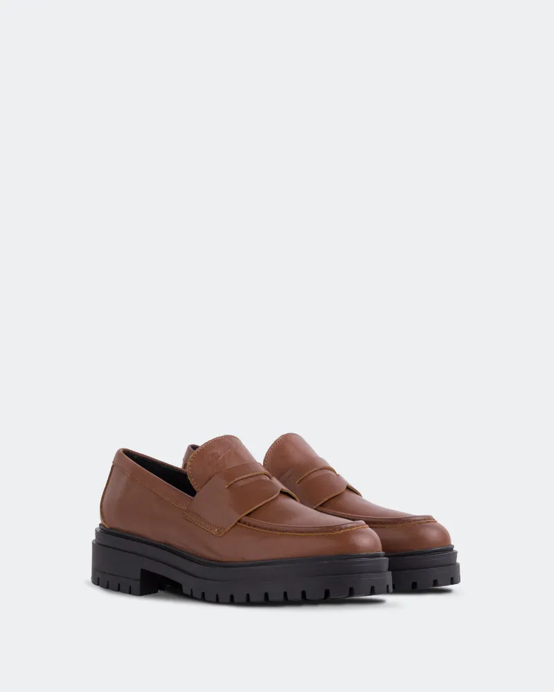 Leissa Cognac Leather Earth Shoes Loafers