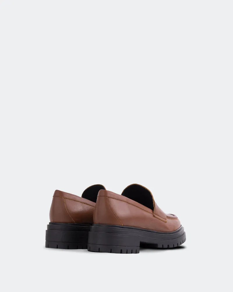Leissa Cognac Leather Loafers At Dsw