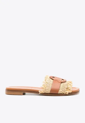 Car Shaped Slippers Bell Raffia and Leather Slides