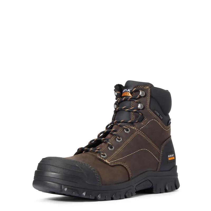 Best Pull On Composite Toe Work Boots ARIAT Men's Treadfast 6 Inch Waterproof Steel Toe Work Boot 10034673