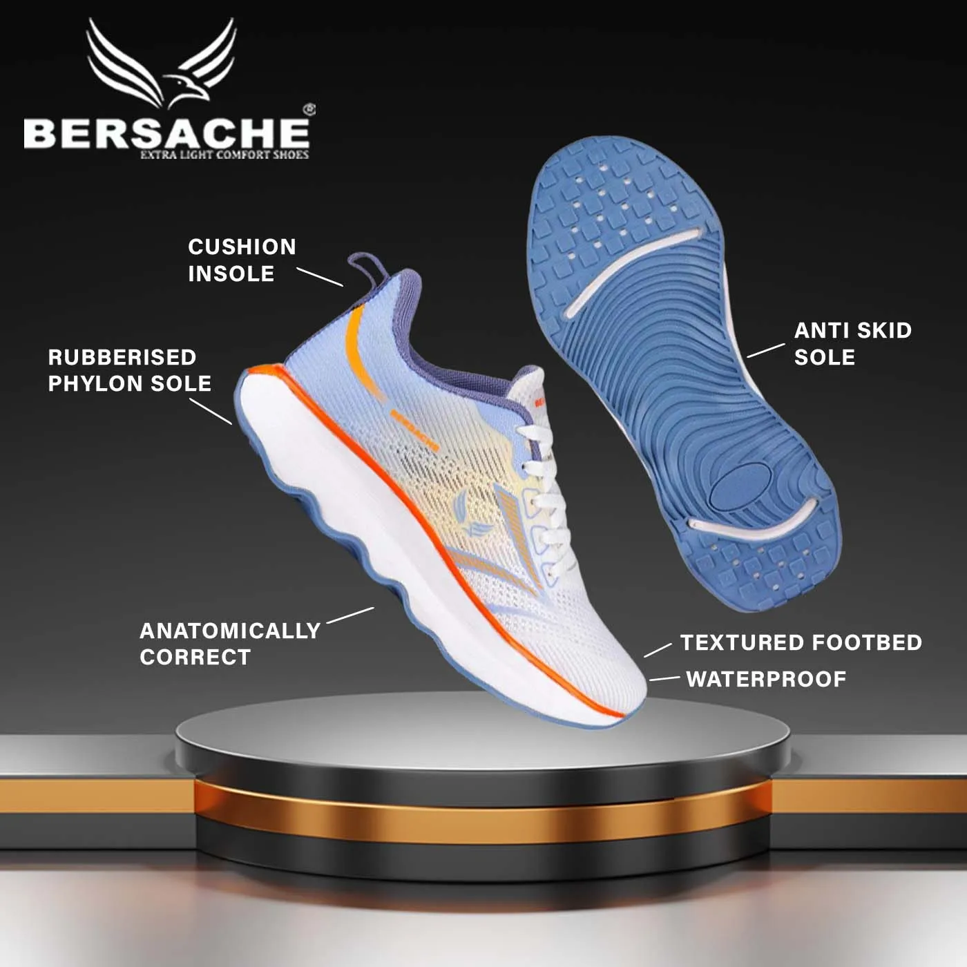 Bersache Premium Sports ,Gym, Trending Stylish Running Shoes For Men (9174-Orange) Cozy Slippers Uggs